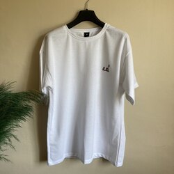 Ad Astra Per Aspera Nakış İşlemeli Beyaz Oversize Tshirt