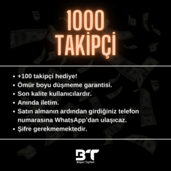  DÜŞMEME GARANTİLİ 1000 İNSTAGRAM TAKİPÇİ +100 HEDİYE