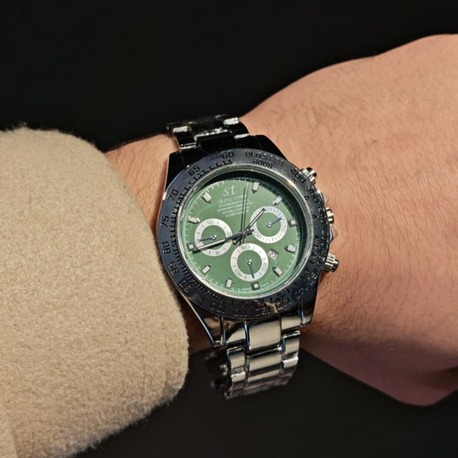 Rolex-Yeşil Saat Gümüş Detaylı