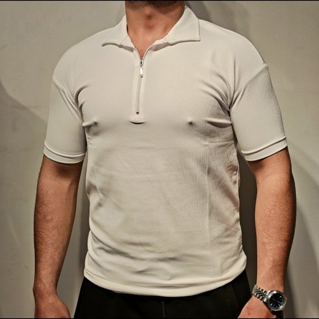 Premium Polo Yaka Triko Tişört-Beyaz
