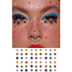 Renkli Yıldız Yüz ve Vücut Taşı Face Gems 56 Parça