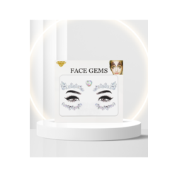 Gümüş Renkli Kalpli Kendinden Yapışkanlı Kristal Yüz Taşı Face Sticker