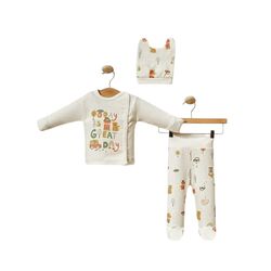 0-3 ay bebek arabalı unisex yenidoğan 3'lü zıbın seti 28939