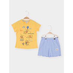 Winnie the pooh lisanslı kız çocuk şortlu takım