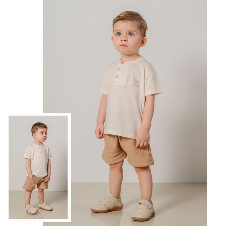 Bee baby NATUREL PAMUKLU ALT ÜST ŞORTLU RAHAT TAKIM