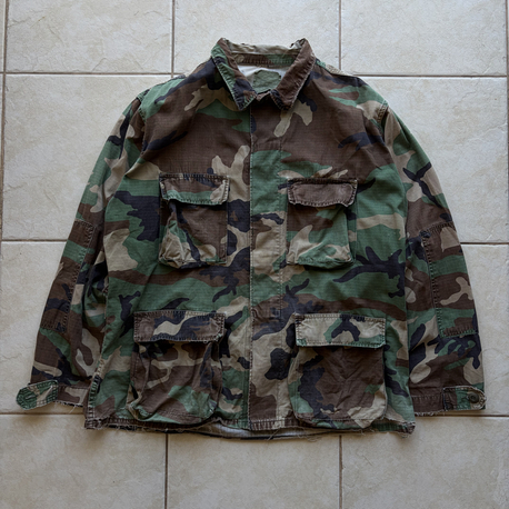 80’s US Army Woodland Camo BDU Shirt L-XL