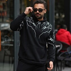 SİYAH BASKILI OVERSİZE SWEATSHİRT 