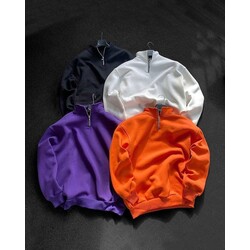 UNİSEX FERMUARLI BATO YAKA OVERSİZE SWEATSHİRT 