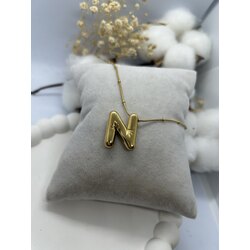 N Harfli Gold Renk Kolye 
