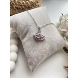 Pembe taşlı gümüş kuğu kolye 