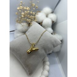 Y Harfli Gold Renk Kolye 