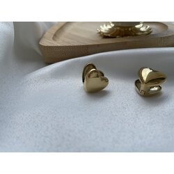 Double heart küpe  (her iki tarafı da klipsli kalp detaylıdır.)