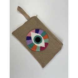 Punch nakışlı Jüt clutch