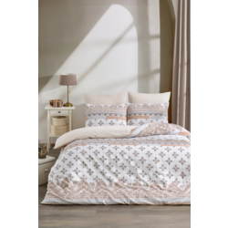Soft Dreams Serisi | Safir Çift Kişilik Pamuklu Desenli Nevresim Takımı | Lastikli Çarşaflı
