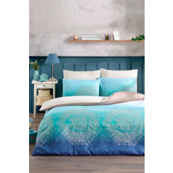 Soft Dreams Serisi | Ocean Çift Kişilik Pamuklu Desenli Nevresim Takımı | Lastikli Çarşaflı