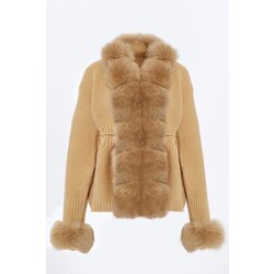 Original Fur Cardigan Camel