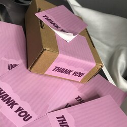 Pembe Thank You Çıkartma - 8.2*5 cm- dikdörtgen etiket - 50 Adet