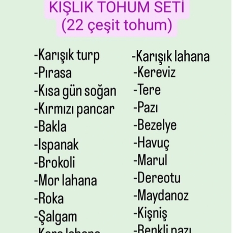 Kışlık Tohum Seti (22 çeşit tohum)