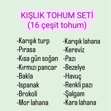 Kışlık Tohum Seti (16 çeşit tohum)