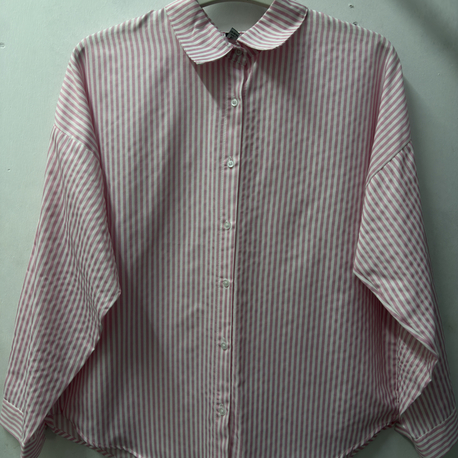 Kadın Pembe Çizgili Oversize Gömlek 