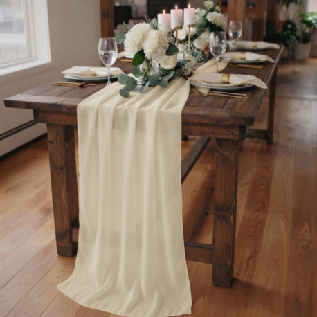 Pastel Sarı Şifon Runner - Bahar Konseptli Sofralar & Modern Davetler İçin Masa Örtüsü