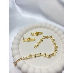 Blanca tifany gold bileklik ve küpe seti 