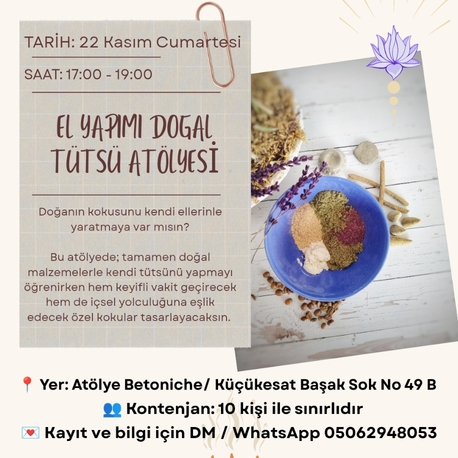 El Yapımı Doğal Tütsü Atölyesi 