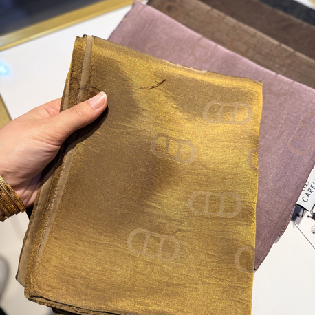 CARELL |  Etiketli Monogram Desen Liora Pamuk Şal Hardal/gold