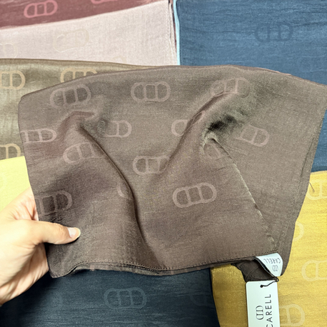CARELL |  Etiketli Monogram Desen Liora Pamuk Şal mocha