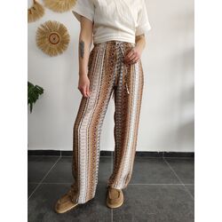 KAHVE DESENLİ BÜRÜMCÜK PANTOLON 