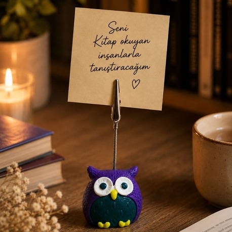 Baykuş Not Tutucu Mor