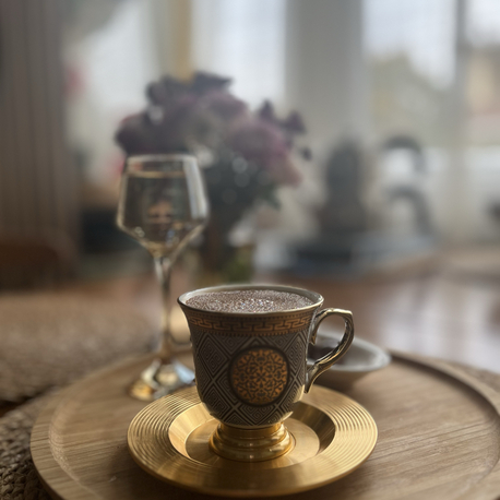 Pirinç detaylı 6 lı fincan takımı