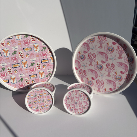 Desenli Dekoratif Tabak (Pembe Yengeçli)