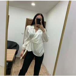 Yandan bağlamalı saten gömlek 