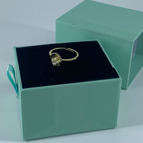 Gold İncili Deniz Kabuğu Yüzük | 925 Ayar Gümüş