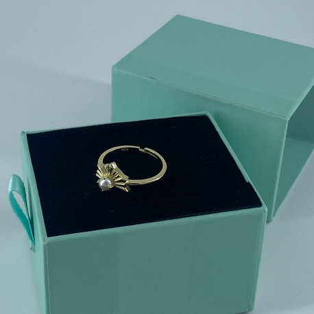 Gold Minimal İnci Güneş Yüzük | 925 Ayar Gümüş