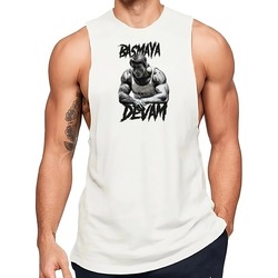 Arnold Baskılı Sporcu Tank-Top Atlet | Bisiklet Yaka Kolsuz Tişört | Basmaya Devam