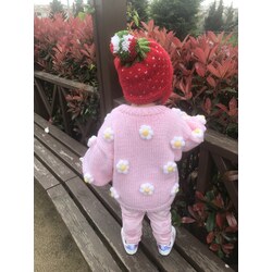 Papatyalı pembe bebek hırka