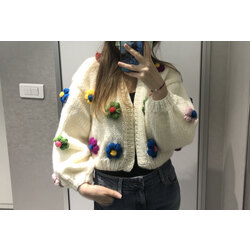 Çiçekli crop hırka