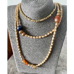 BiniBeca long strand double necklace with Agate and lapis beads