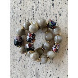 Gray recycled beads bracelet