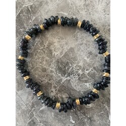 Very dark gray glass beads necklace