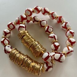 Large Mala Bracelet with hand shaped akik stone