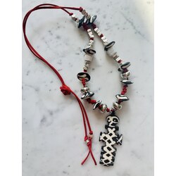 Long leather necklace with African Bone pendant