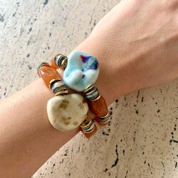 BiniBeca Large Irregular bead bracelets / orange agate