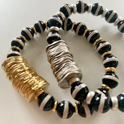 Large Mala Bracelet with hand shaped akik stone
