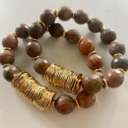 Large Mala Bracelet with hand shaped akik stone