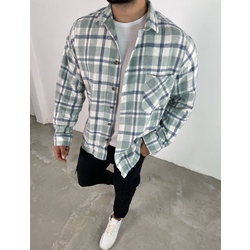 unisex suyeşli mavi ekoseli oduncu gömlek