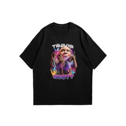 Travis Scott Street Wear Design Oversize Black T-shirt