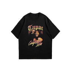 Tupac Street Wear Design Oversize Black T-shirt